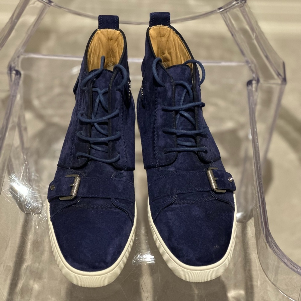 Brand New! Men’s Christian Louboutin nono strap flat veau velours size 41.5